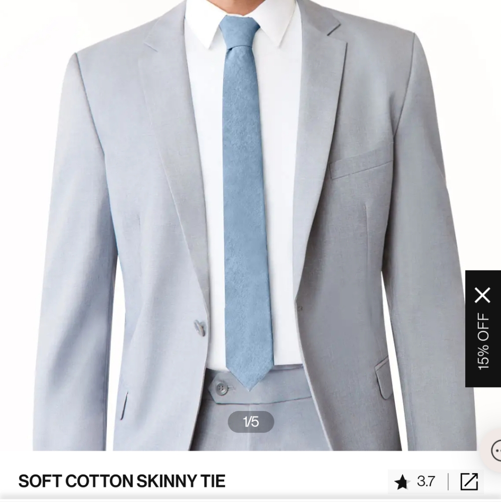 Azazie soft cotton dusty blue skinny tie 62"